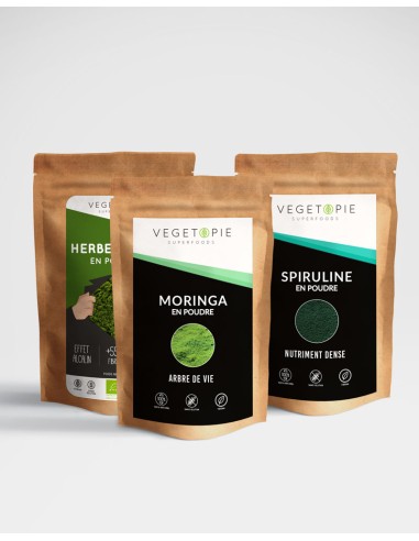 pack superaliment détox (spiruline, herbe de blé, moringa)