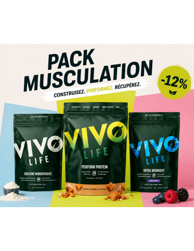 Pack musculation vegan complet avec protéine végétale Perform, créatine micronisée et BCAA Intra Workout